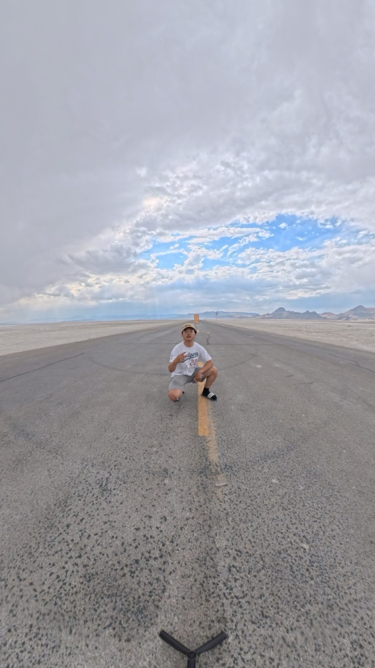 The Speedway access road running dead straight to the horizon