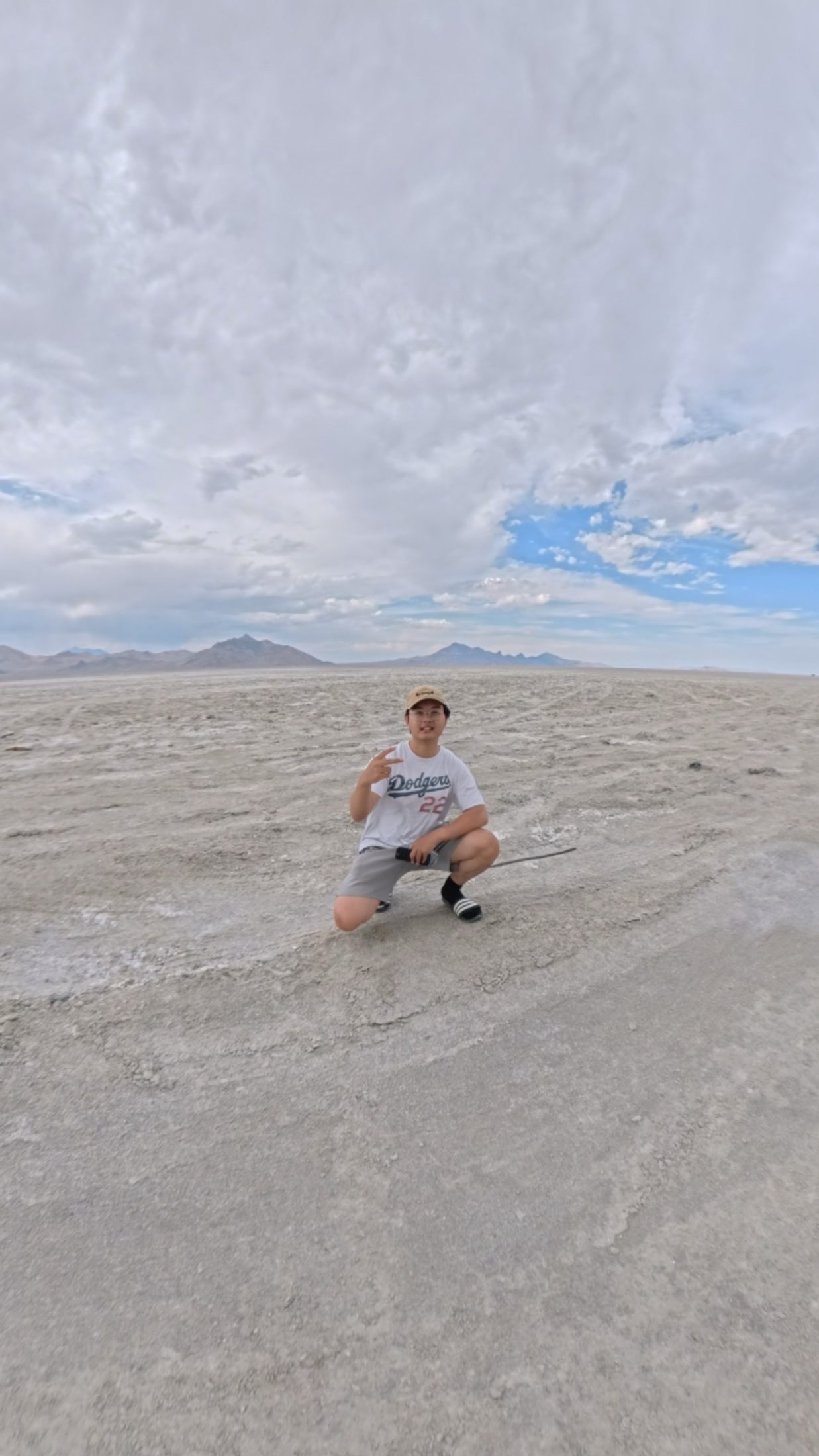 Standing on the dry August salt crust